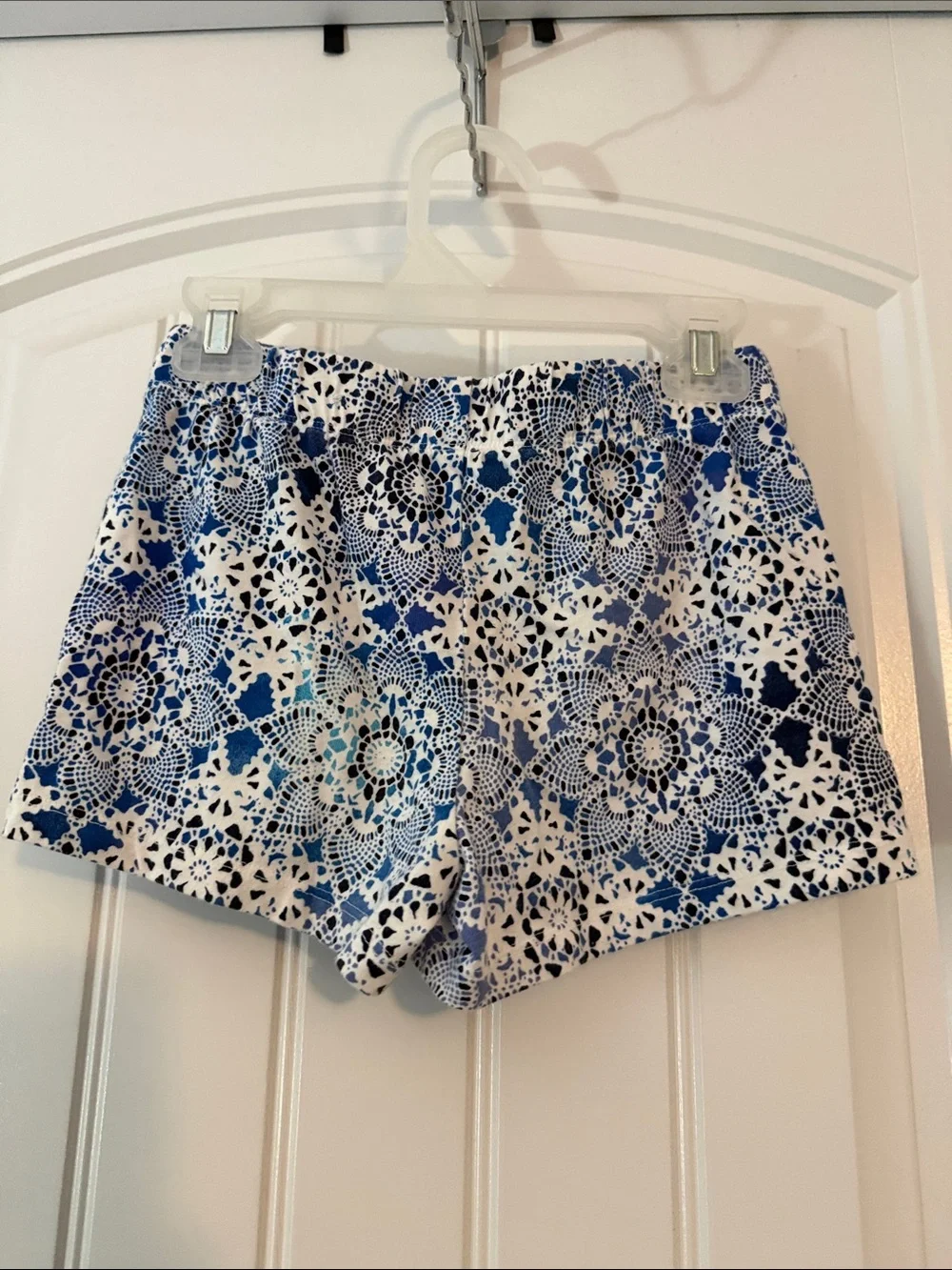 Gently worn Blue and White Lace-Print Shorts (2)
